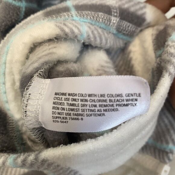 Made for Life fleece Zip Up vest size large White Plaid Turquoise - Picture 5 of 6